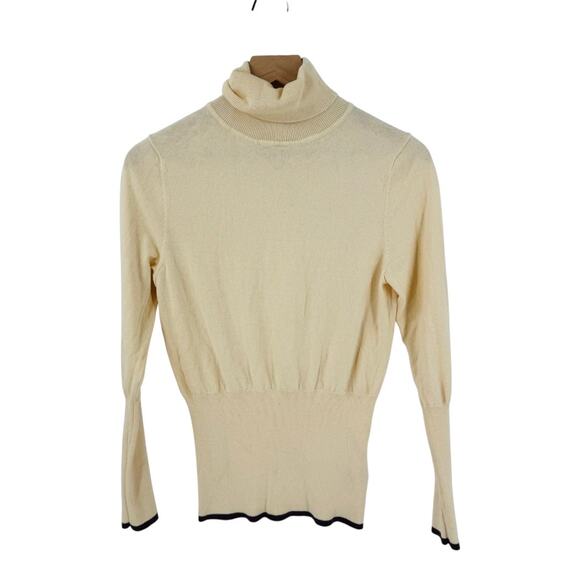 Ted Baker Turtleneck Ribbed Waist Knit Top Wool Cotton Blend Pullover Size 3 - Picture 1 of 8